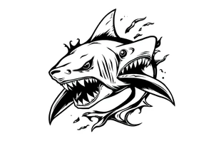 Masculine strong shark flowing tattoo idea