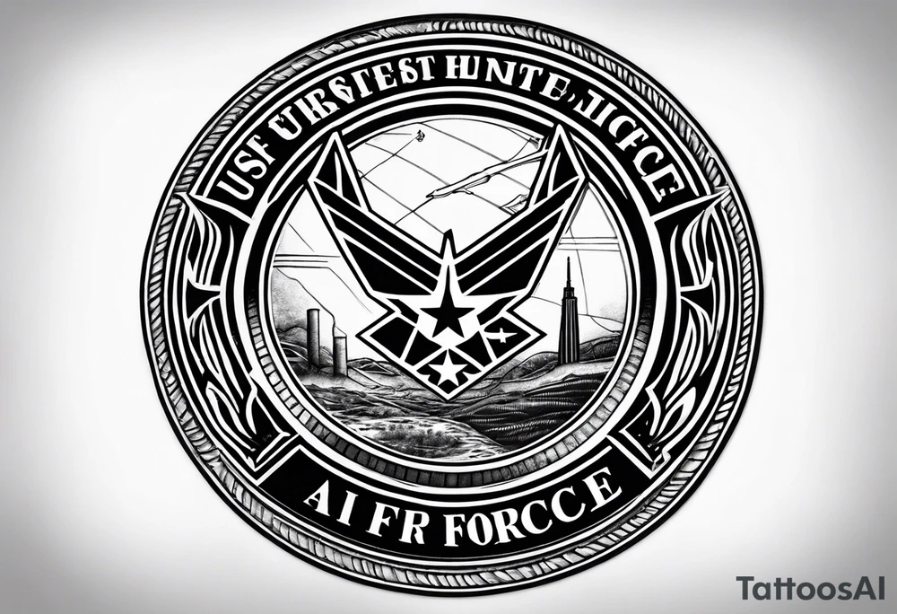 US Air Force Official Symbol with the Civil Engineering Symbol inside it tattoo idea
