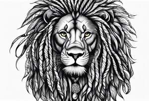 Jamaican lion with dreads tattoo idea