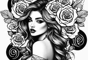Girl with rose as head tattoo idea