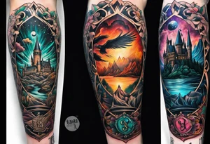 Harry Potter themed full sleeve tattoo idea