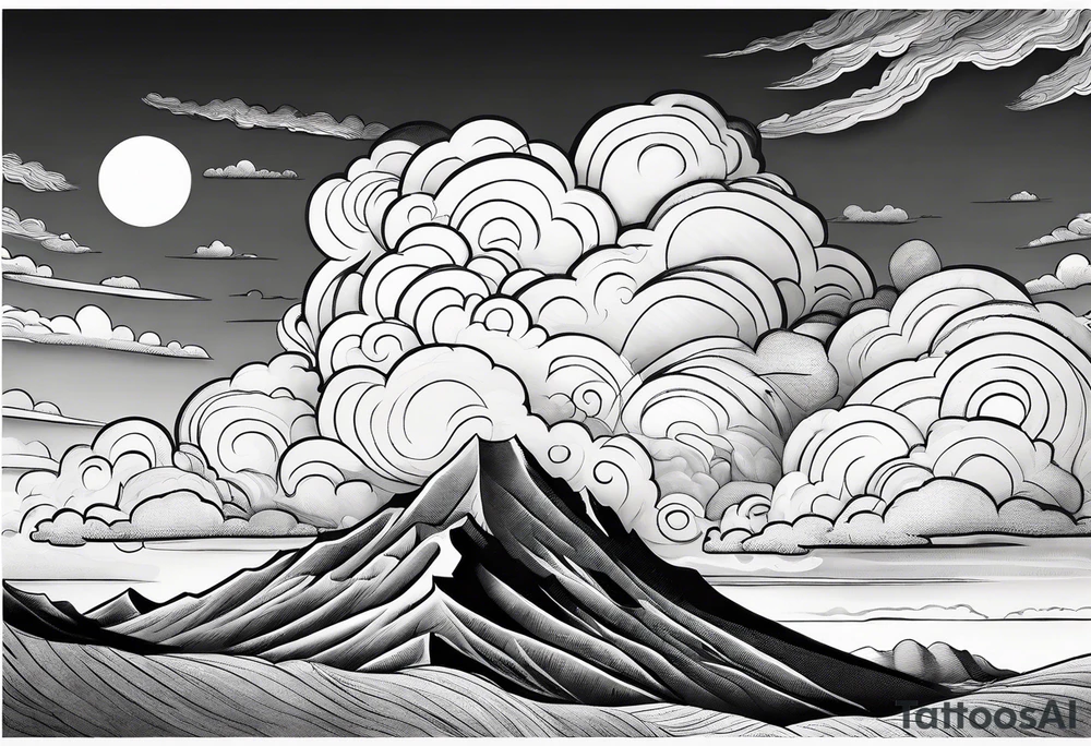 valley scene beautiful cumulous clouds after a storm tattoo idea