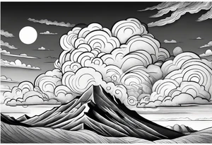 valley scene beautiful cumulous clouds after a storm tattoo idea