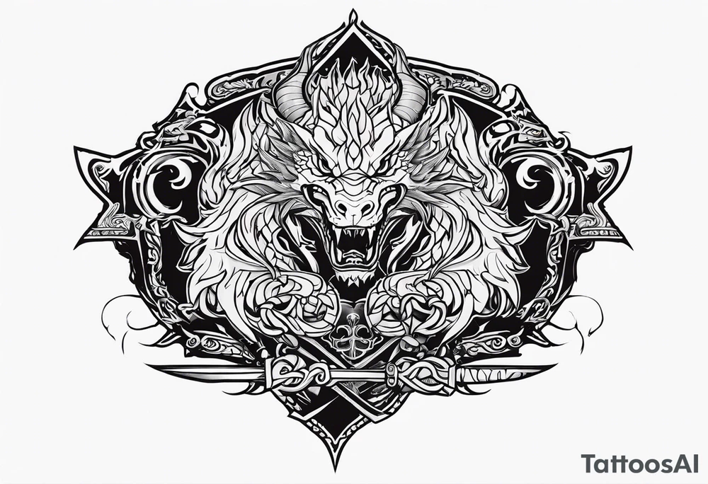 Valhalla chains dark cloud
 sword dragon tattoo idea