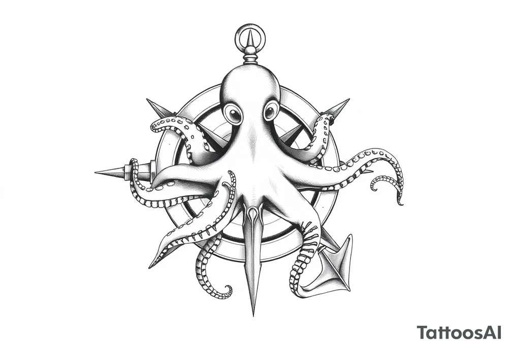 compass,oktopus,anchor. tattoo idea