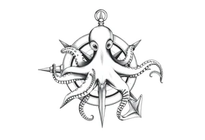 compass,oktopus,anchor. tattoo idea