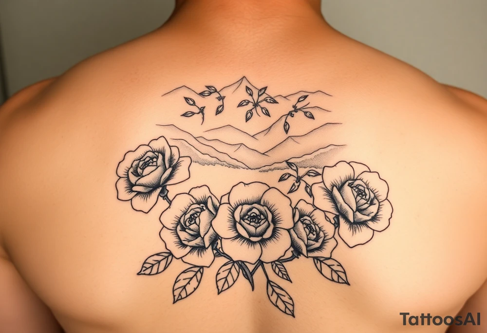 Flowers roses in the great smoky mountains view tattoo idea