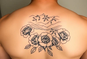 Flowers roses in the great smoky mountains view tattoo idea