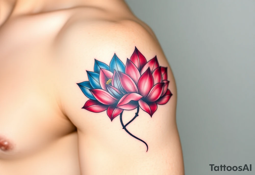 Two Lotus Flowers Intertwined (only red , blue and black are possible colors) tattoo idea