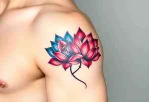 Two Lotus Flowers Intertwined (only red , blue and black are possible colors) tattoo idea