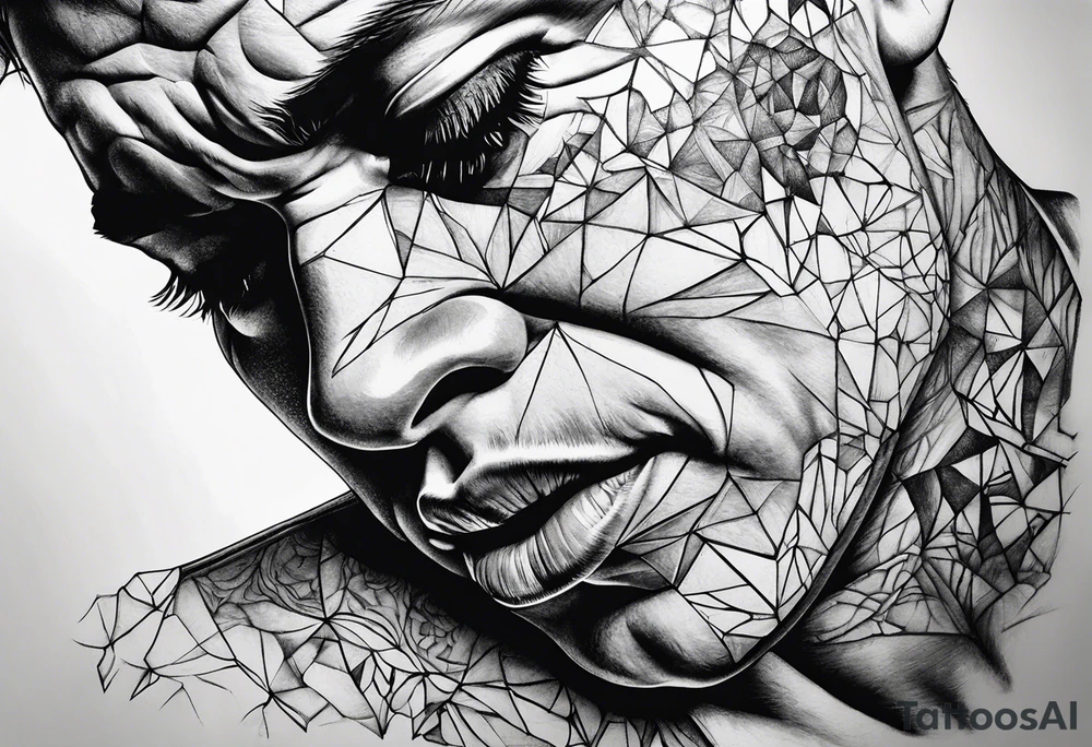 fragmented extreme pain in tissue tattoo idea