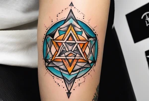 knee tattoo with unicursal hexagram from thelema in the style of Darwin Enriquez tattoo idea