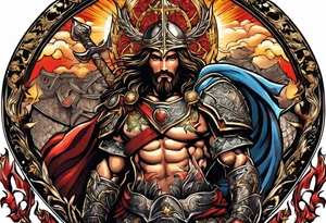 The armor of Jesus Christ fights Satan and protect his people tattoo idea