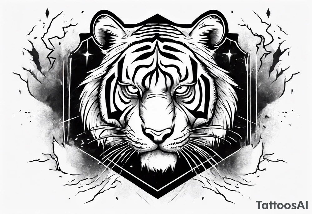 A tiger surrounded by lightning for a forearm sleeve. Also leaving room for a symbol to be below the tiger tattoo idea