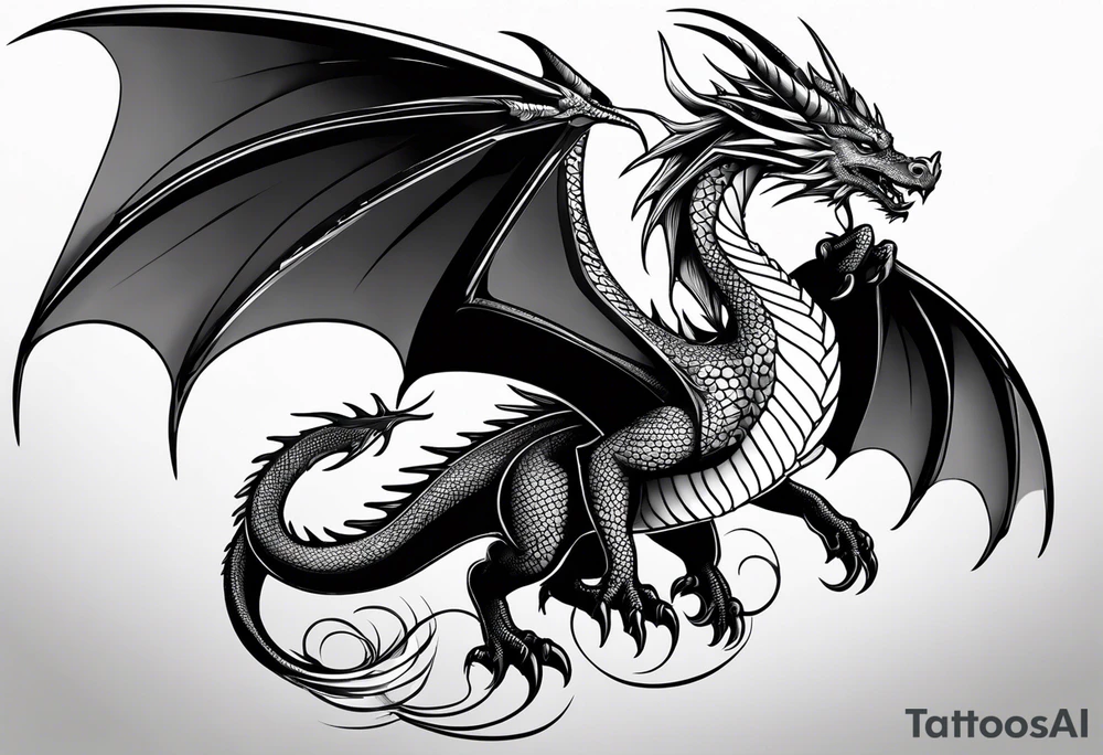 Beautiful female dragon with wings spread tattoo idea Beautiful female dragon with wings spread tattoo idea