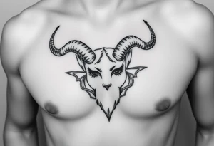 Feminine Tattoo with horns just barley touching collarbone tattoo idea