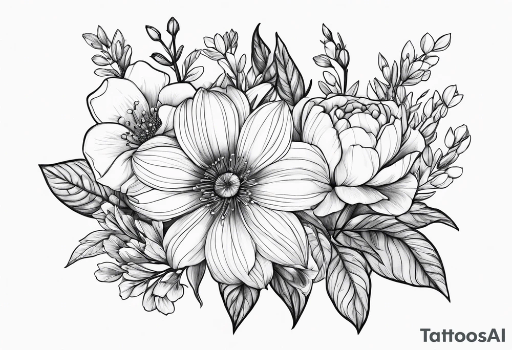 February and September birth flower dainty tattoo idea