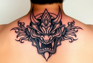 Fierce Japanese oni mask that a samurai would wear into battle. tattoo idea