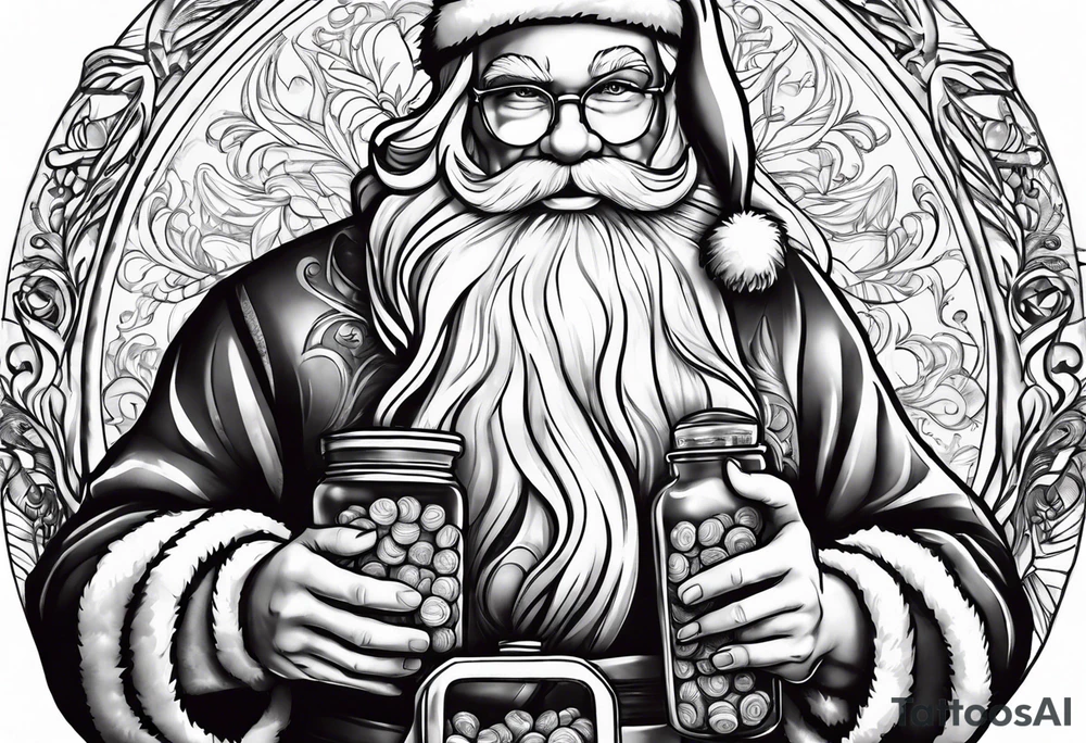 Santa Holding a Candy Can tattoo idea
