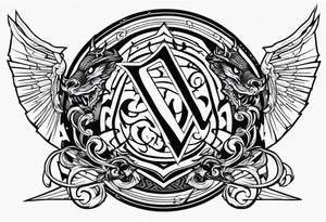 Valhalla shield sword dragon runes tattoo idea