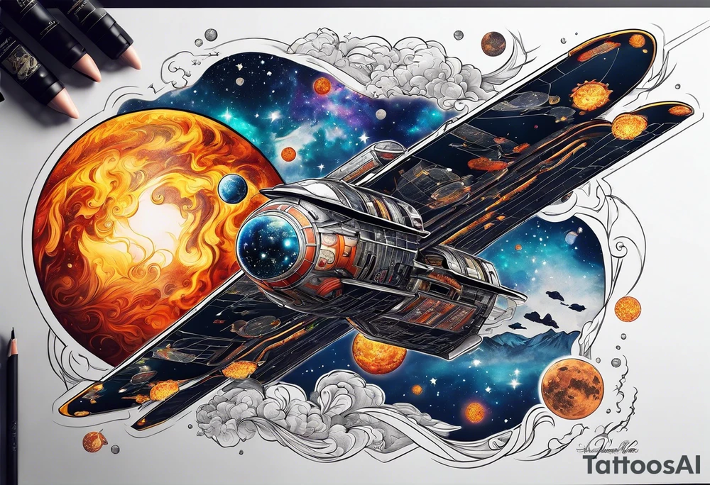 Man,solar, planet space tattoo idea
