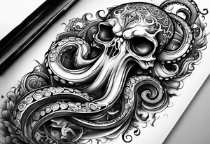 Full arm sleeve , octopus and bicycle parts tattoo idea