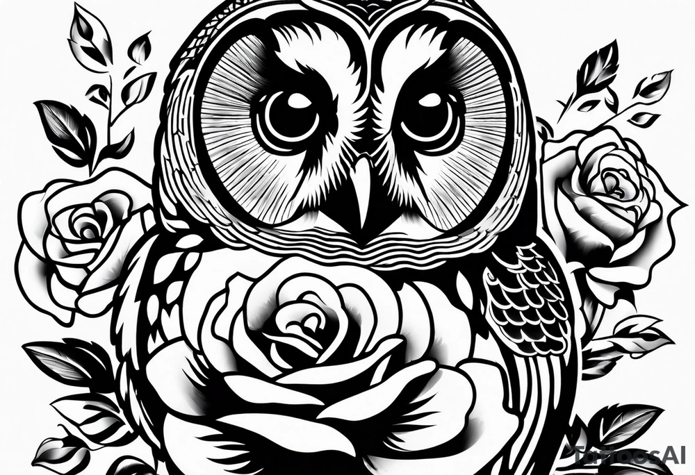 Barred owl and a rose tattoo idea