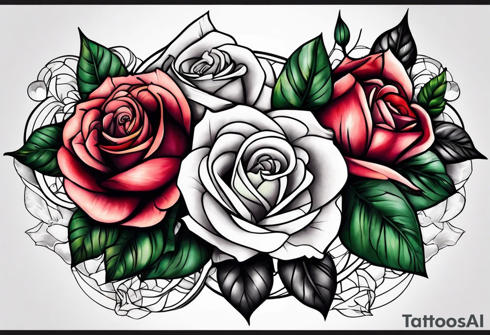 Roses with 2 names tattoo idea