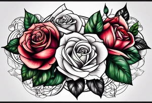 Roses with 2 names tattoo idea