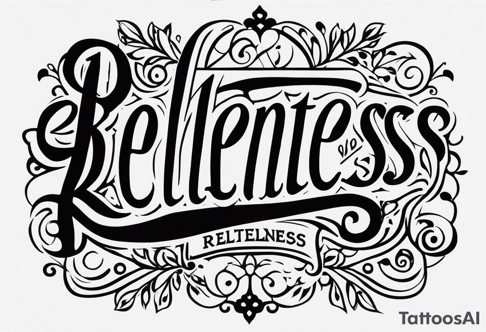 Would like the tattoo to include only the word relentless. tattoo idea