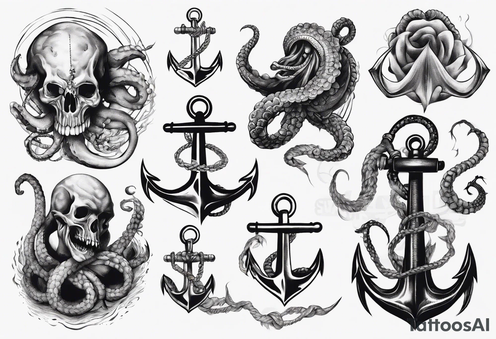 kraken wrapped around anchor tattoo idea