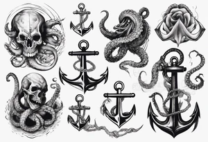 kraken wrapped around anchor tattoo idea