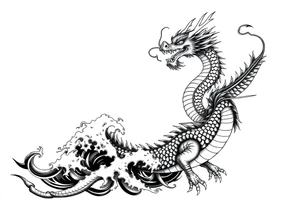 The ocean for the left side. The dragon with sumie style for the right side. That dragon goes up tattoo idea