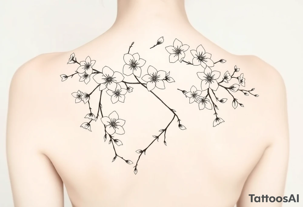 cherry blossoms and love creepers, floral arm wrap details tattoo idea