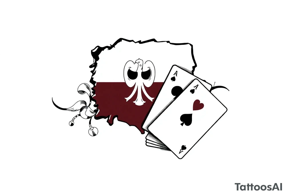 Poland symbol and poker cards Add casino money to it. tattoo idea