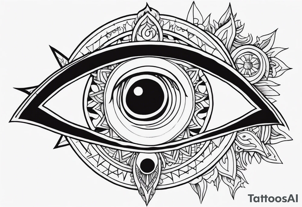 A eye, the moon on the right side, the sun on the left side tattoo idea