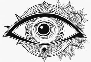 A eye, the moon on the right side, the sun on the left side tattoo idea