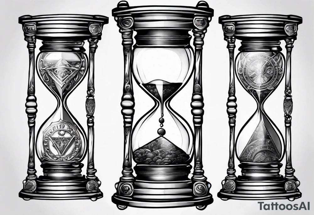 money inside hourglass and masculine tattoo idea