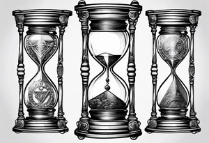 money inside hourglass and masculine tattoo idea