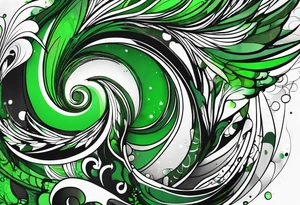 abstract, green and black, covered from wrist to forearm, fully covered, no borders, blackwork tattoo idea