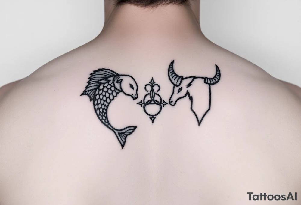 Symbols for pisces 
and Taurus intertwined tattoo idea