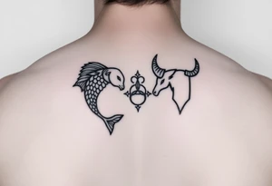 Symbols for pisces 
and Taurus intertwined tattoo idea