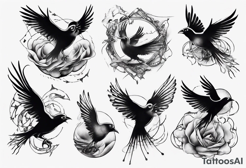 Bird breaking free tattoo idea