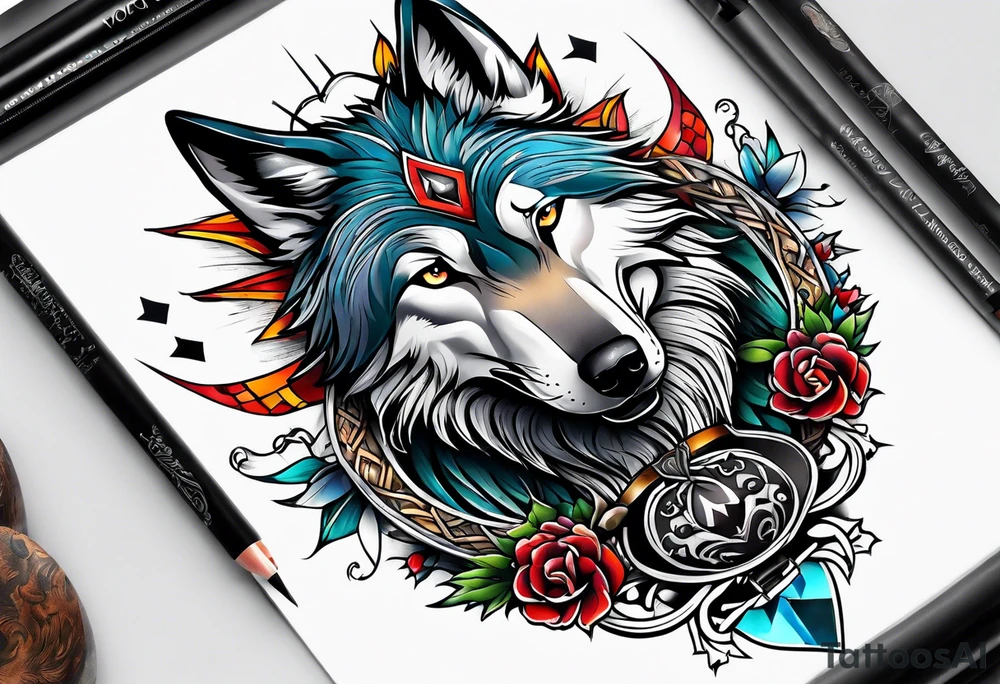 Wolf and Vikings tattoo idea