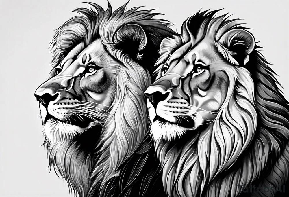 Father lion with two cub lions tattoo idea