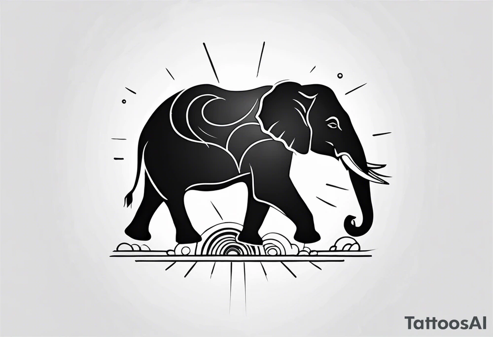 a elephant and a sun tattoo idea