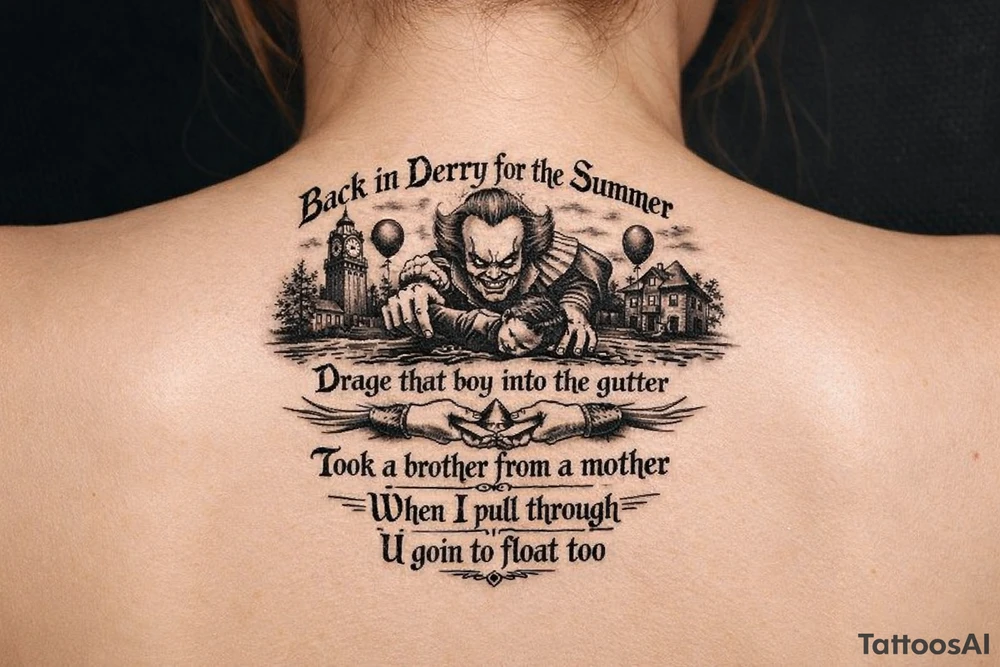 Back in derry for the summer ,drage that boy into the gutter , took a brother from a mother, when I pull through u goin to float too tattoo idea