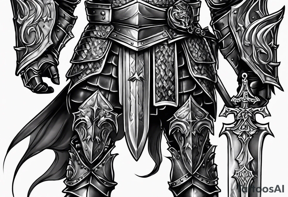 knight heavy armor bare legs tattoo idea