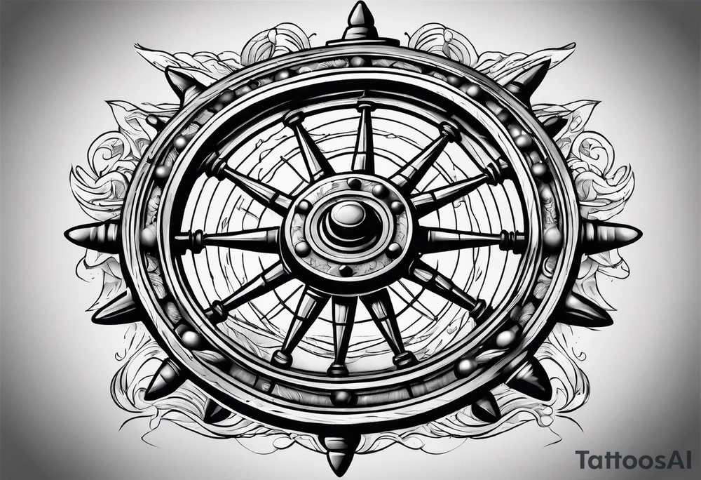 Clipper ship wheel in a storm tattoo idea
