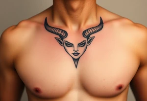 Feminine Tattoo with horns just barley touching collarbone tattoo idea